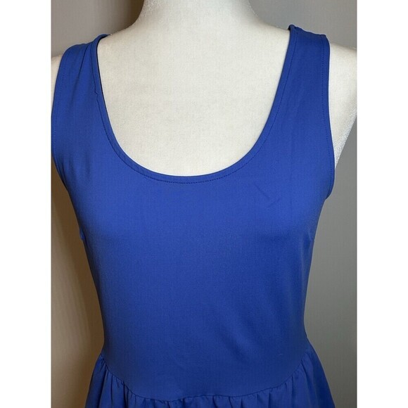 Cynthia Rowley Fit Flare Blue Dress Black Stretch Sleeveless Sz S Knee Length - Picture 3 of 10